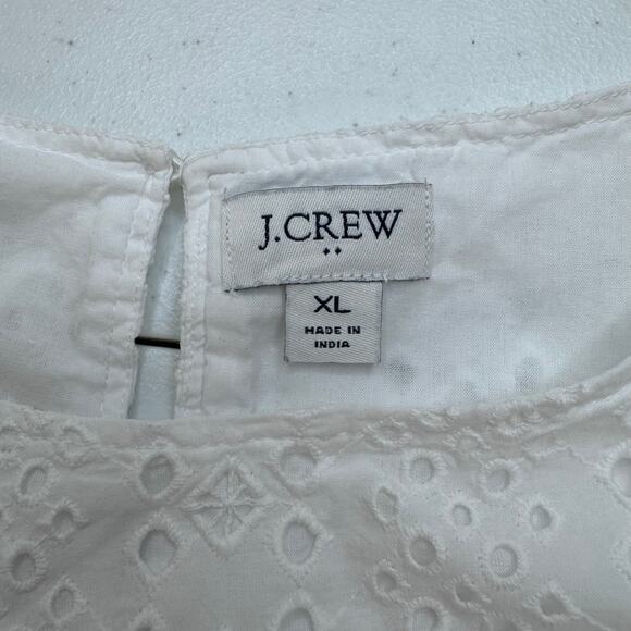 J. Crew Eyelet Lace Ivory White Short Sleeve Top Women's XL Professional Casual - Picture 3 of 7